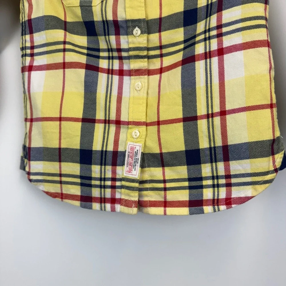 Ralph Lauren Kids Yellow Plaid Button Down Shirt Long Sleeve Cotton‎ 3 3T